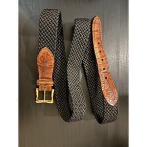 Vintage Martin Dingman Leather & Fabric Belt Mens Size 40 Black / Brown